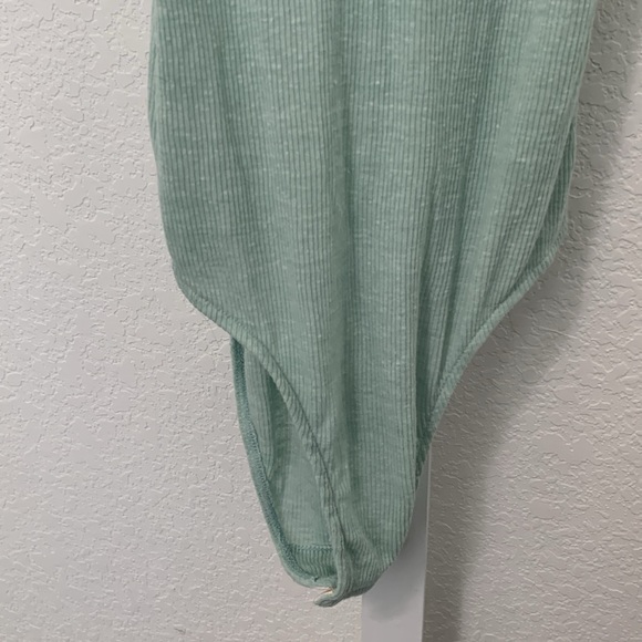 Victoria’s Secret Light Green Ribbed Lace Trim Tank Bodysuit - Picture 3 of 8